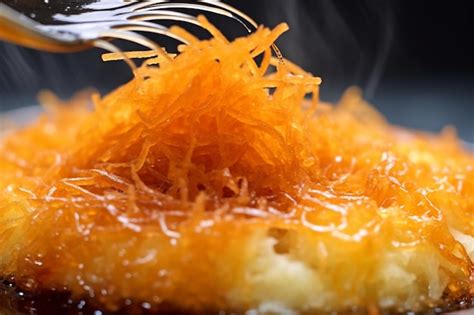 Premium AI Image | Sweet and delicious Kunafeh a dessert layered with ...