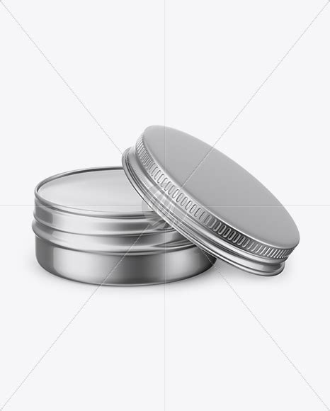 Opened Metallic Lip Balm Tin Mockup Front View High Angle Shot Free Download Images High