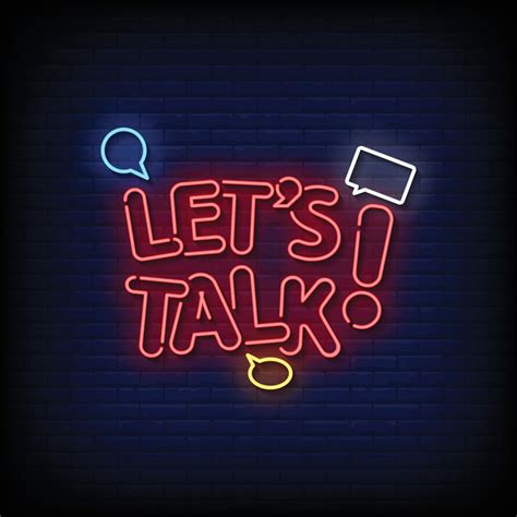 Neon Sign Let S Talk With Brick Wall Background Vector 23783330 Vector