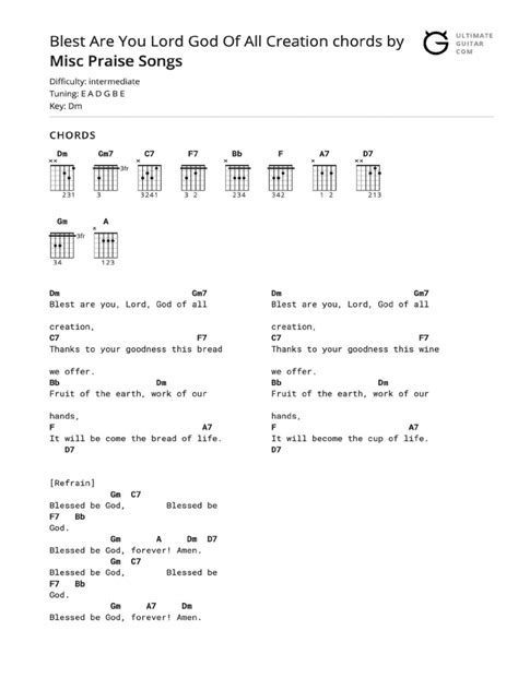 Blest Are You Lord God Of All Creation Chords Pdf