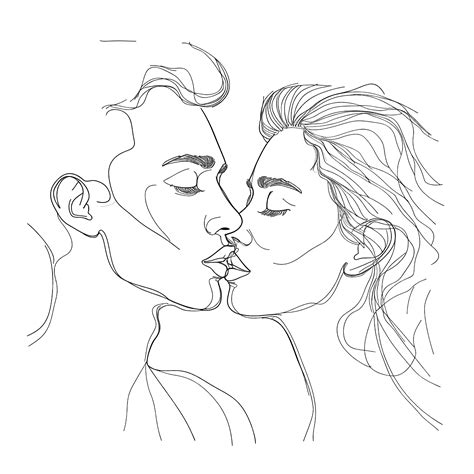 Arte De Linha De Casal Se Beijando Png Beijo Se Beijando Casal Png