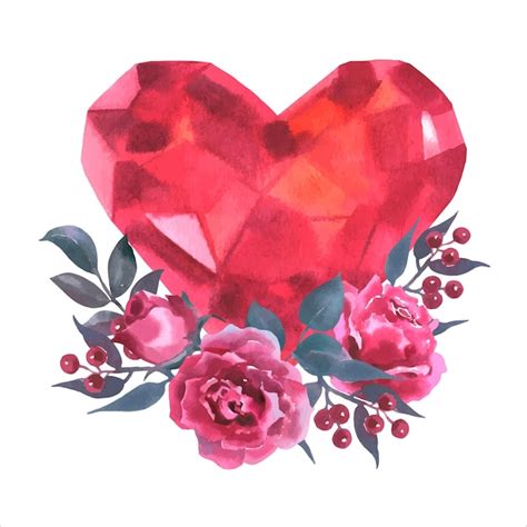 Premium Vector Watercolor Illustration Hand Drawn Diamond Crystal