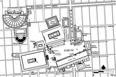 Roman Forum Corinth Diagram Architecture Illustration Greece