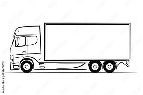 Semi Truck Side View Outline