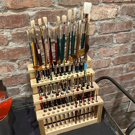 Wooden Paint Brush Holder Paintbrush Stand Made In Usa Wood Brush Caddy