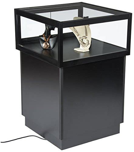 Displays2go Jdshcpma2c Floor Display Case Locking With Glass Door Led Black Museum Case Zen