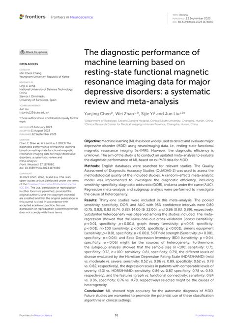 Pdf The Diagnostic Performance Of Machine Learning Based On Resting