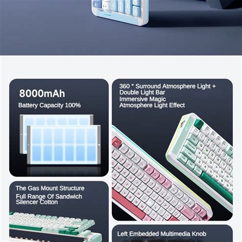 MCHOSE X75 V2 Custom Mechanical Keyboard Hot Swappable 2 4g Wireless Bluetooth Three Mode