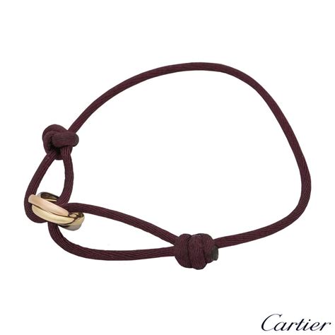 Cartier Trinity De Cartier Three Tone 18k Gold Red Adjustable Cord