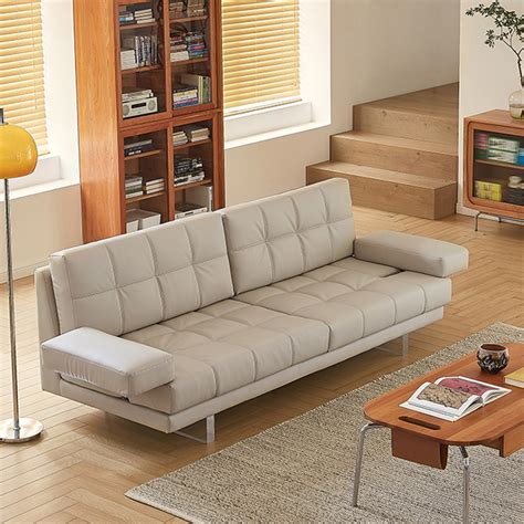 Modern beige sofa living room design suitable for leather sofa