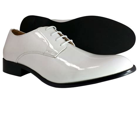 Mens Dress Shoes Majestic Oxford White Formal Wedding Party Patent