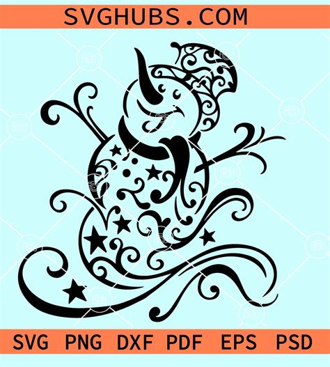 Swirly Snowman Svg Christmas Snowman Svg Snowman Shirt Svg Pretty Snowman Svg