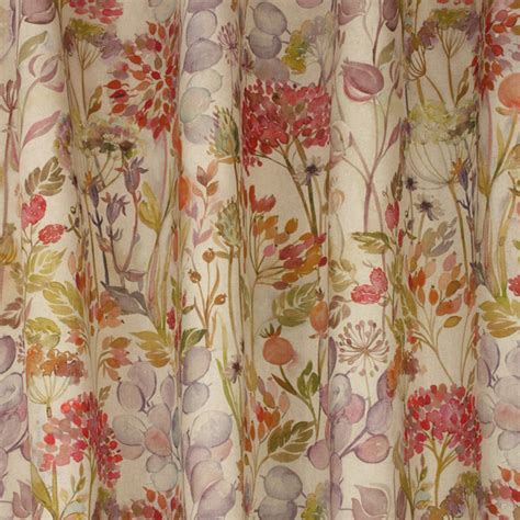 Voyage Hedgerow Autumn Fabric Linen Cotton Floral Etsy Uk Floral Cushions Curtains With