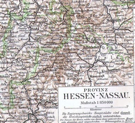 Map Hesse Nassau Province Germany Edwardian 1903 Antique Steel Engraving Cartography To Frame