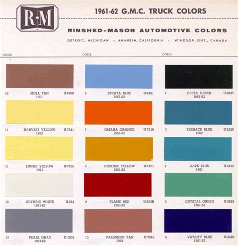 Vintage Oldsmobile Colors - Vintage Paint