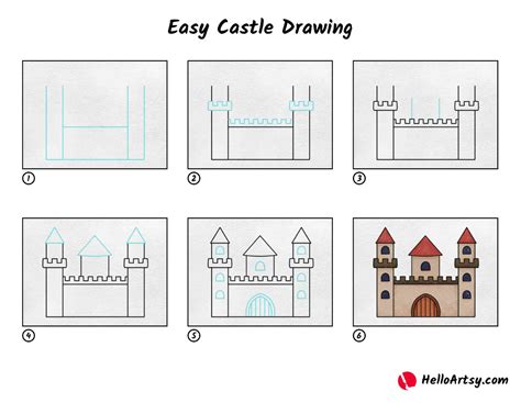 Easy Castle Drawing - HelloArtsy