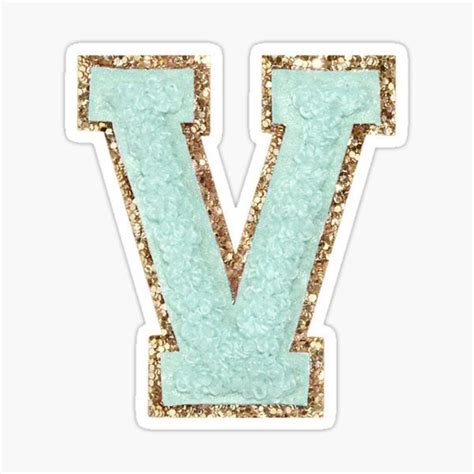 Preppy Mint Varsity Letter V Sticker For Sale By Riley