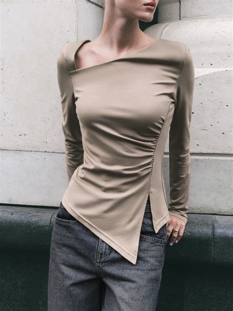 Asymmetrical Top With Long Sleeves Lichi Online Fashion Store