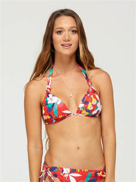 Tropic Paradise Fixed Boost Halter Bikini Top ARJS Roxy