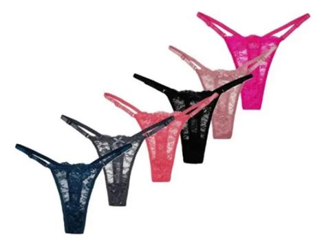 Paquete 6 Panty Tanga Sexy Encaje Bikini Lenceríaajustable Meses sin interés