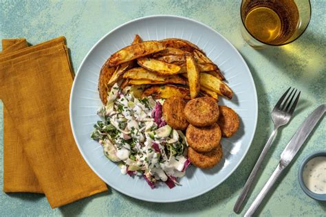 Krispig Falafel Med Klyftpotatis Ranchdressing Och K Lsallad Recept