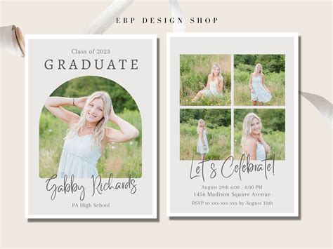 Graduation Announcement Card Graduation Template Canva Etsy In 2022