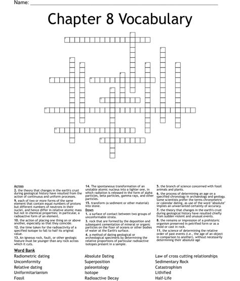 Chapter Vocabulary Crossword Wordmint