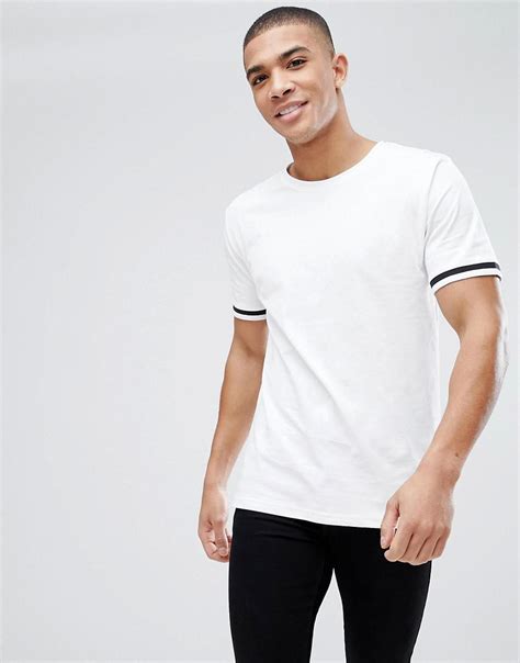 Only & Sons T-shirt With Cuffed Arm Band in White for Men | Lyst