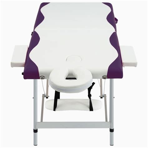 Vidaxl Table De Massage Pliable 2 Zones Aluminium Blanc Et Violet