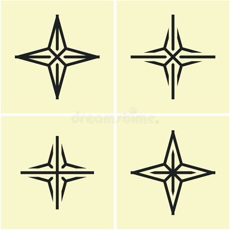 Four Point Star Circle Ellipse Vector Clipart Stock Vector