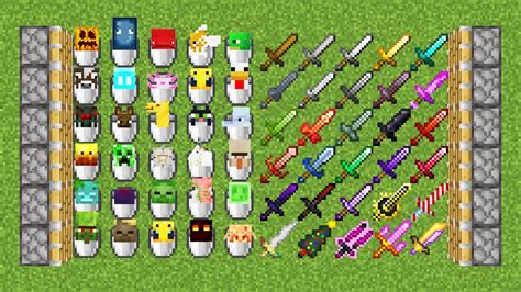 All Mobs Buckets And X999 Swords Combined Youtube