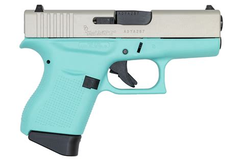 Glock Mm Single Stack Pistol With Robins Egg Blue Cerakote Frame