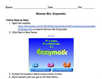 Bioman Bio: Enzyme Interactive by Rebecca McDonald | TPT 
