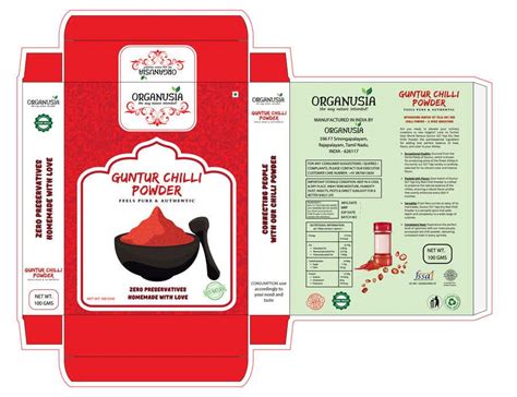 red chilli powder retail packaging design freelancer