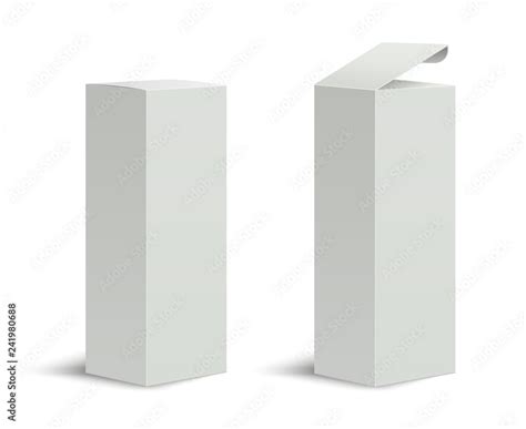 Tall Box High White Cardboard Box With A Closed And Open Lid Set Of