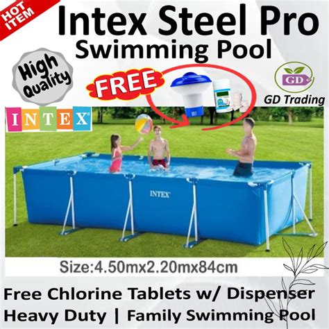 GD Intex Steel Pro Metal Frame 4 5M With FREE Pool Cleaning Chlorine