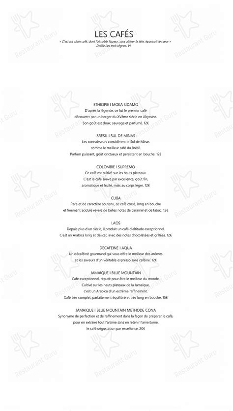 Menu at Epicure restaurant, Paris, 112 Rue du Faubourg Saint-Honoré