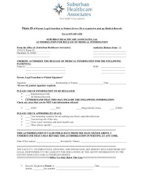 Fillable Online Medical Release Form To SHA Suburban Healthcare