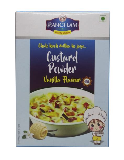 Pancham Yellow Custard Powder Vanilla For Bakery Packaging Size 100g