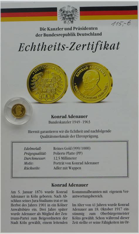 Deutschland Goldmedaille 2005 Kanzler und Präsidenten der BRD