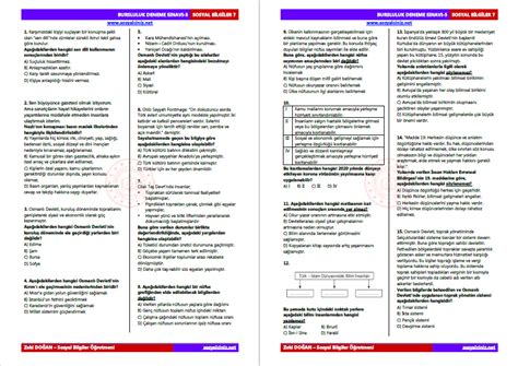 Sosyal Bilgiler 7 Bursluluk Deneme Sınavı 5 Sosyal Bilgiler