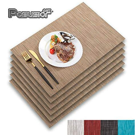 Pabusior Placemat Woven Vinyl Placemats For Dining Table Washable