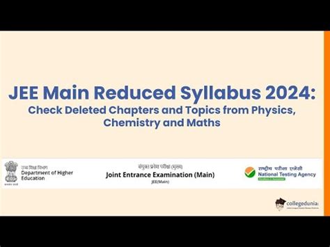 JEE Main Reduced Syllabus 2024 Check Deleted Chapters And Topics From