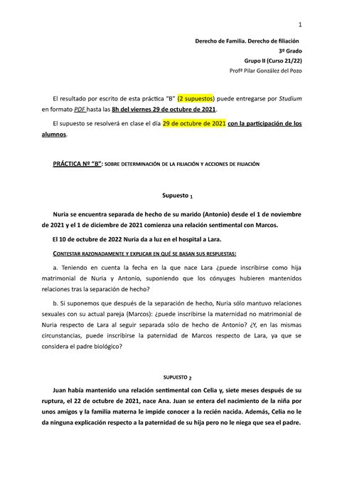 21 22 Práct B Filiac Matrm y NO Matrm Y ACC studium Derecho de