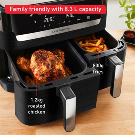 Tefal Dual Easy Fry Air Fryer 8 3 L 2700 W Black Ey901840 Online At Best Price Health