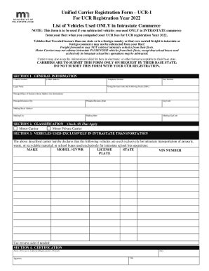 Fillable Online Dot Mn GovcvoucrUnified Carrier Registration Form