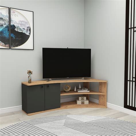 Corner Tv Stand Reversible Entertainment Center For Tvs Up To 60 Dion