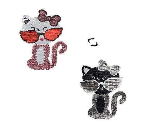 Cat Sequins Applique Reversible Sequin Patches Glitter Sew On Etsy