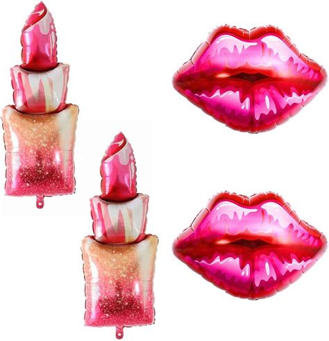 8 Pcs Valentines Day Lip Lipstick Foil Balloons Red Kiss