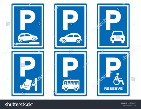 Parking Road Signs Set Six Vector Stock Vector (Royalty Free ...